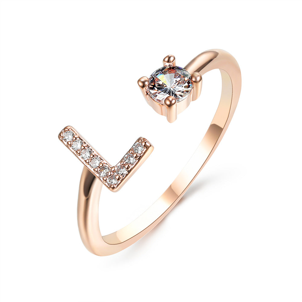 New Design Adjustable 26 Initial Letter Ring Fashion Jewelry For Women Simple Elegant Jewelry New Design Adjustable 26 Initial Letter Ring Fashion Jewelry For Women Simple Elegant Jewelry